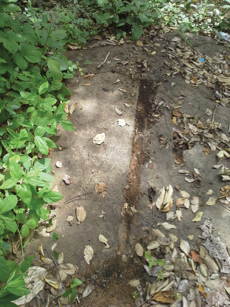 Traces of a former quarry on the surface near Prasat Krachap (author’s photo)