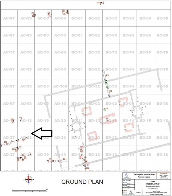 Probes in the area of the western pavilion (summary excavation plan: 2011-2015)